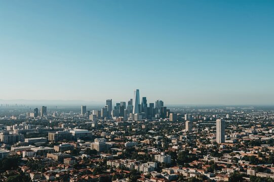 Panoramic Urban Scene at Sunset