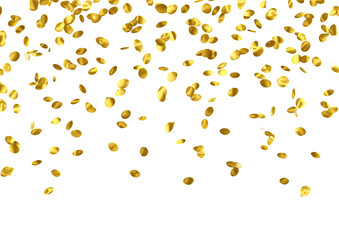 Gold confetti falling on black background (1)