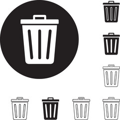 Trash can icons isolated on white background