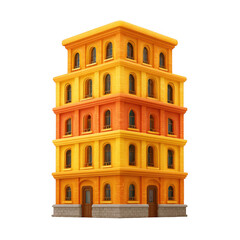Naklejka premium Ornate multi story building with arched windows and doors isolated on transparent background