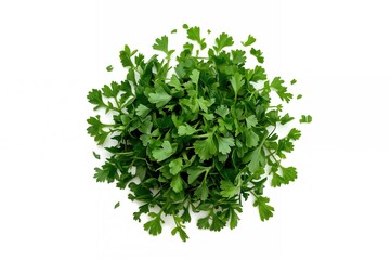 Top view of a heap of chopped dried parsley leaves on a white surface