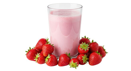 Isolated Strawberry Smoothie with Fresh Strawberries