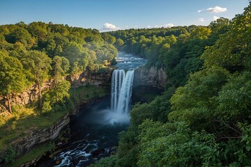 Fototapeta premium Summer View of a Cascading Waterfall