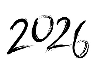 筆文字風「2026」数字デザイン（ベクター）