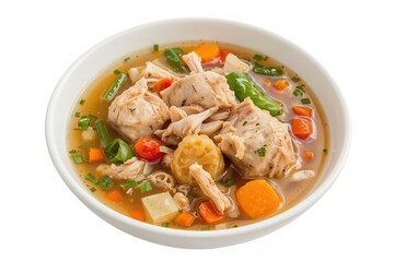 Isolated bowl of chicken broth on a white background