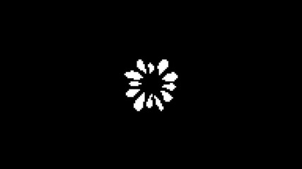 Video Abstract Pixelated White Fireworks Exploding on Black Screen. New Year, Holiday Firework in Pixel Art Retro Style. For all fans of pixel art and retro video games