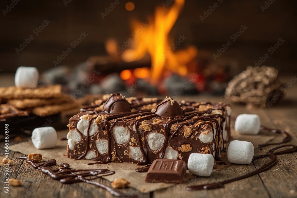 Poster milk chocolate bar filled with marshmallows and graham cracker bits
