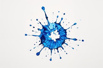 Isolated blue ink blot on a clean white surface