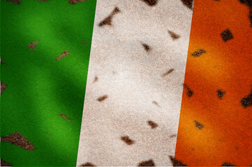 Grunge style and damaged Ireland national flag.