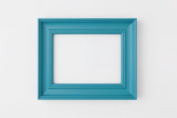 Modern rectangular blue photo frame with simple contemporary design on white background