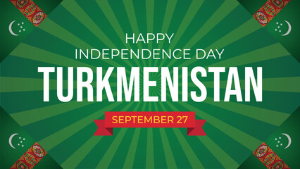 Turkmenistan Independence Day template mockup, vibrant national colors, celebratory design, perfect for greeting cards, posters, social media, and festive promotions.