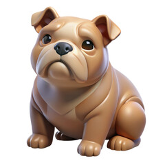 Obraz premium Adorable 3d rendered bulldog with detailed wrinkles sitting pose high resolution transparent background