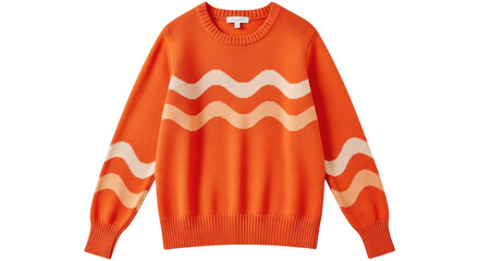 Isolated Orange Sweater with Wave Pattern