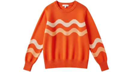 Isolated Orange Sweater with Wave Pattern