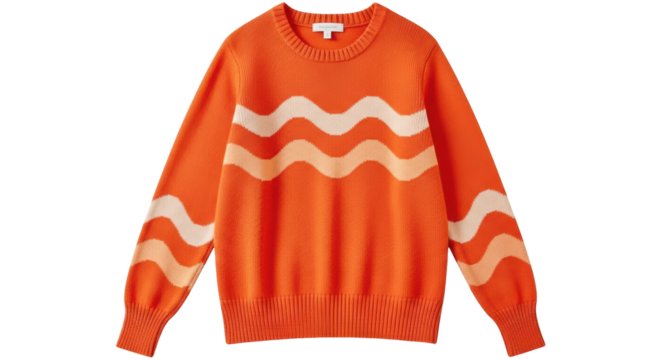 Isolated Orange Sweater with Wave Pattern - Powered by Adobe