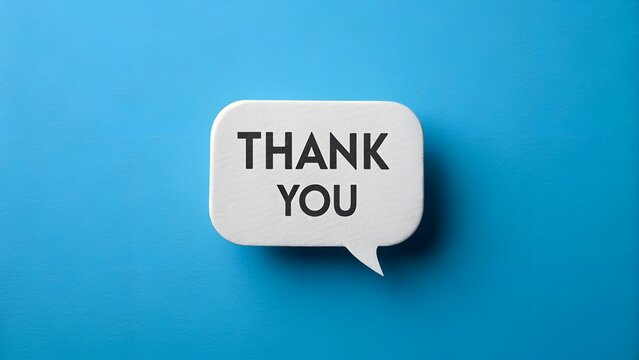 White Speech Bubble with “THANK YOU” Text on Solid Blue Background – Bold Minimalist Message of Gratitude and Appreciation – thank-you note, positive sentiment, social media design, clean typography - Powered by Adobe
