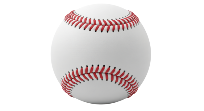 Isolated Baseball Ball with Red Stitching