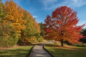 Fall foliage vibrant in the garden