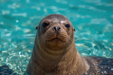 Portrait of a charming marine mammal in its natural aquatic habitat