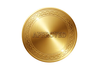 Elegant golden oval medal with intricate border and embossed text