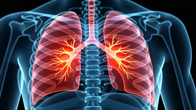 x-ray scan, lung health, respiratory examination. Pulmonary analysis. Bronchial trees expand with deep breaths. Alveolar capacity enhances gas exchange. 3D medical illustration supports diagnostic