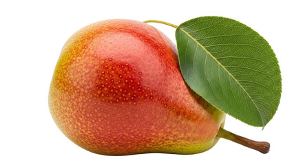 Isolated Red Pear with Leaf