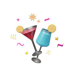 Champaign cheer icon isolated on transparent background, New Year party design element, Anniversary party concept. Celebration, winner, New year party, anniversary poster and banner design. 3d render