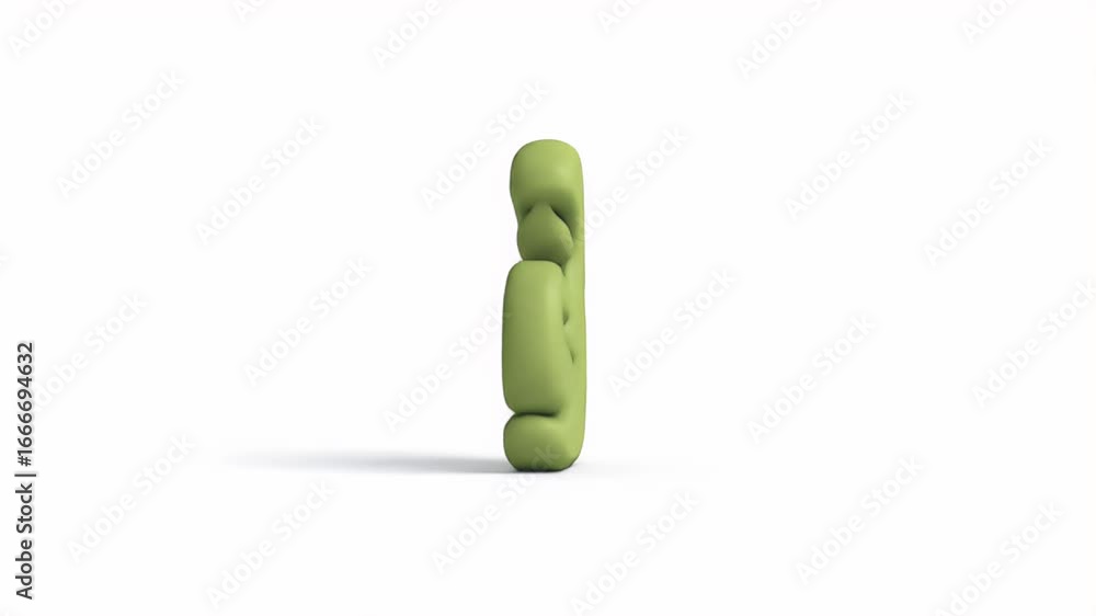 Poster 3d animated number three: smooth rotation on white background