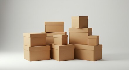 A Pile of Cardboard Boxes Ready for Moving or Storage