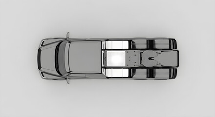 Gray Flatbed Tow Truck Top View.