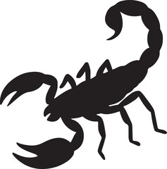 Scorpion silhouette vector illustration isolated on white background for insect, desert, wildlife, animal design projects.