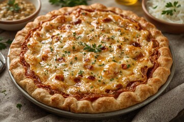 Traditional Layered Pie with Vegetables, Meat, and Cheese &acirc;&euro;&ldquo; A Delicacy Made of Thin Dough and Ghee