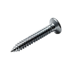 Shiny silver screw hardware equipment close up on transparent background