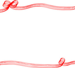 赤いレーキタッチのリボンフレーム