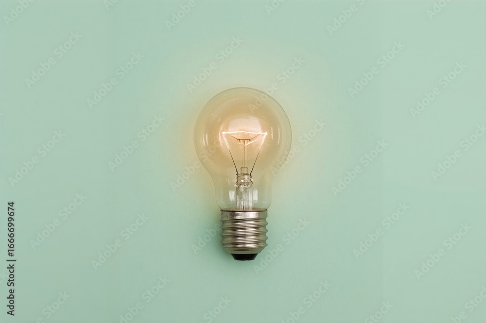 Aufkleber creative concept wallpaper featuring a human brain model combined with a light bulb base on a soft g