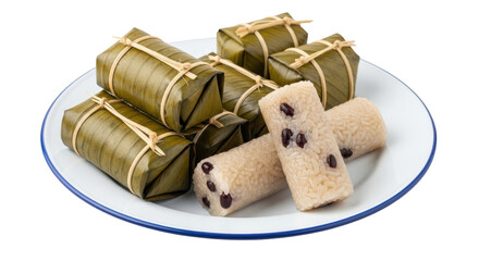 Isolated Banana wrapped in sticky rice
