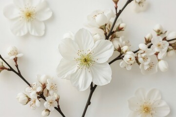 Black and white floral backdrop showcasing spring blossoms
