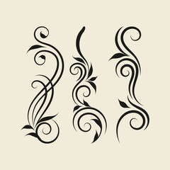 Decorative floral vector ornament on white background