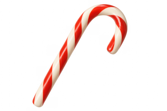 Red and white candy cane rotating on transparent background