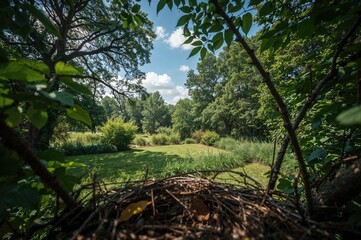 Scenic sight of wildlife habitats surrounded by foliage and vibrant greenery