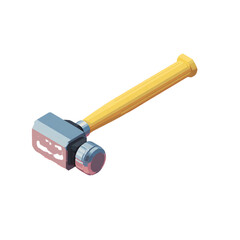 Isometric Flat Design Hammer Vector with Subtle Shading