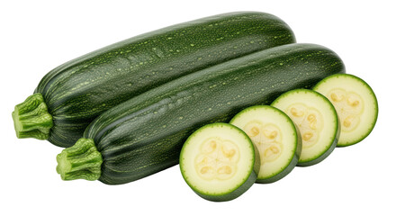Isolated Zucchini and Slices
