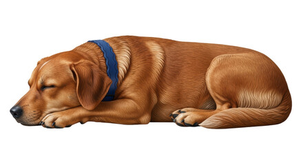 Isolated Sleeping Labrador Dog with Collar