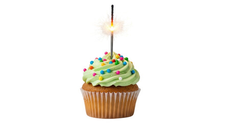 Isolated Cupcake with Sparkler