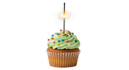 Isolated Cupcake with Sparkler
