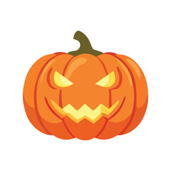 A vibrant orange jack-o'-lantern with glowing yellow eyes and a spooky smile, perfect for Halloween celebrations.
