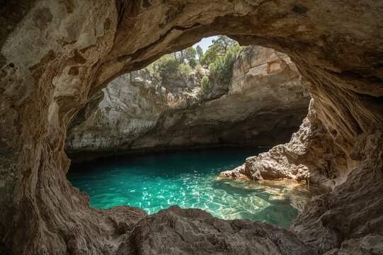 A vast cavern known as Uzzo Cave located within a protected natural area in western Sicily