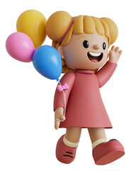 Child Girl Cartoon 3D Render Cutout Children's Day Dia das Crianças