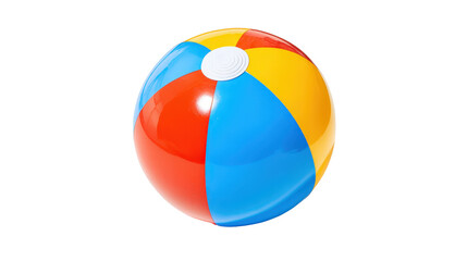 Fun vacation theme with beach ball from top angle on plain isolated on a Transparent background, PNG file.