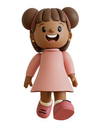 Child Girl Cartoon 3D Render Cutout Children's Day Dia das Crianças